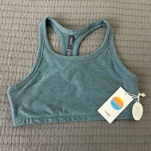 NWT Vuori Sports bra, Elevation Racer Bra, smoke blue heather color